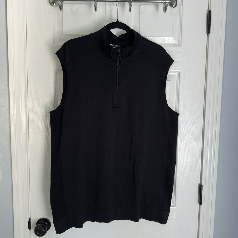 Levelwear Golf Sweater Vest XL Black 1/4 Zip Pullover Performance Golf
